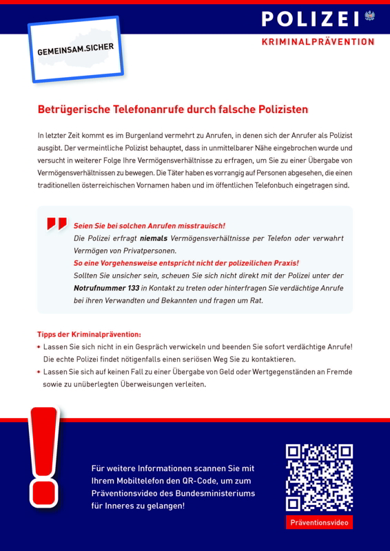 Informationsblatt Polizei - 