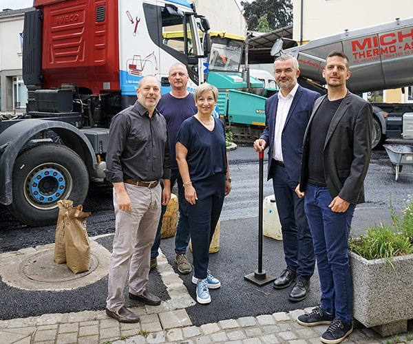 Baudirektor Wolfgang Heckenast, Projektleiter Peter Exel (Baudirektion), Bürgermeisterin Claudia Schlager, Infrastrukturlandesrat Heinrich Dorner und Amtsleiter-Stv. Dominik Schmidt